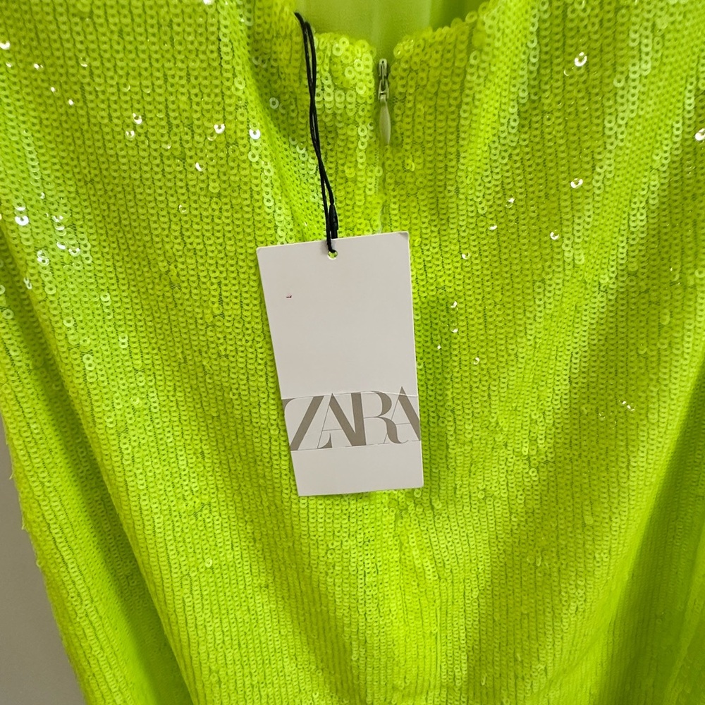 Zara Bright Green Sequin Dress